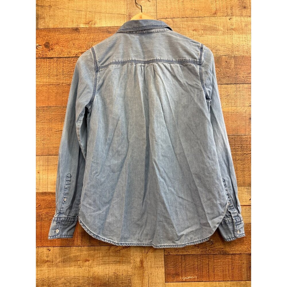 Stylus Womens Light Blue Button-Up Long Sleeve Shirt Size S 100% Cotton Made In - Picture 5 of 6